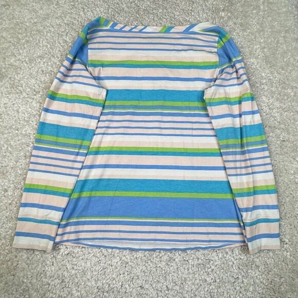 Lilly Pulitzer Aleah Paradise Blue Multi Stripe Boatneck Top FLAW - Picture 2 of 8